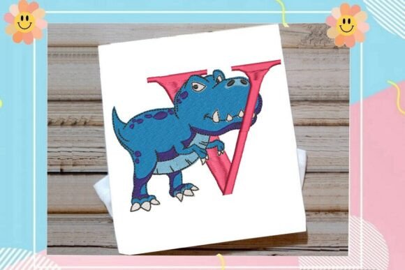 Dinosaur Monogram Alphabet Letter V Design Review