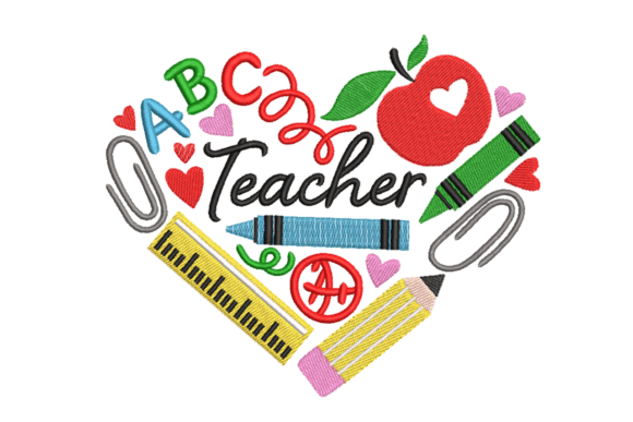 Teacher Heart – School Supplies: An Embroidery Seller Review